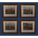 Four oak framed coloured aquatint prints 'The First Steeple Chase on Record' drawn by H Alkin and
