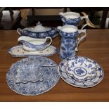 Transfer printed blue and white table ware and other items