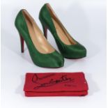 A pair of Christian Louboutin satin crepe evening shoes, size 41, un-used