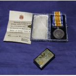A World War I British war medal assigned to. C E Stewart with paperwork relating to Canadian Special