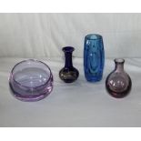 Four pieces of art glass