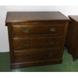 A mahogany chest of three drawers