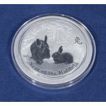 An Australian 'Year of the Rabbit' 2oz fine silver 999 two dollar piece, year 2011
