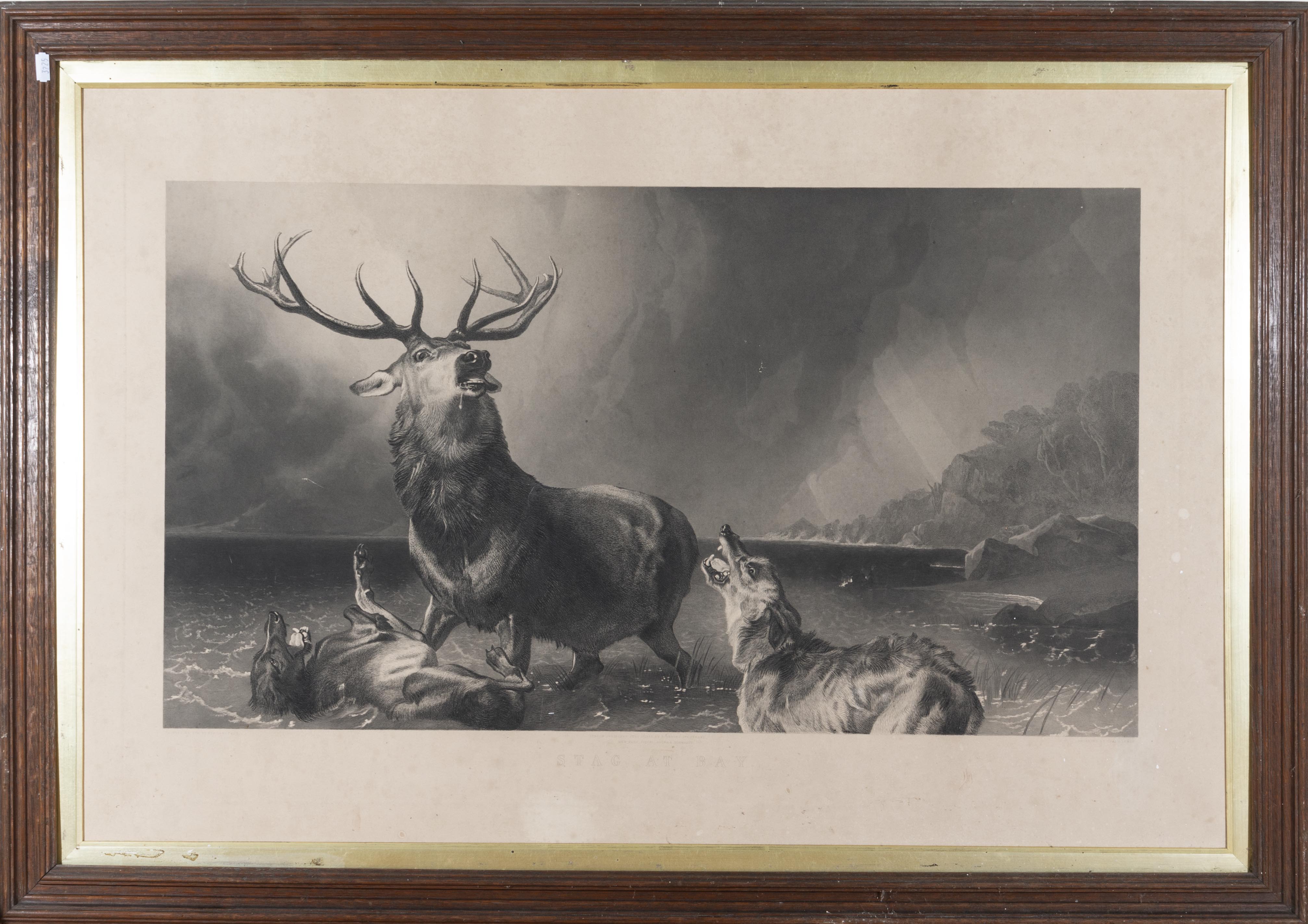 A pair of framed engravings depicting Highland scenes of stags entitled 'Stag at Bay' and 'The - Bild 2 aus 3