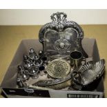 A box of assorted silver plated ware