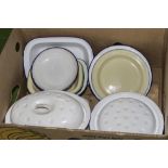 A box of enamel cook ware
