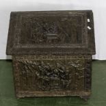 A brass log box