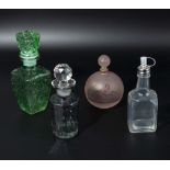 Four vintage glass sent bottles