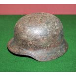 WW2 M40 German steel helmet, original camouflage from Normandy France