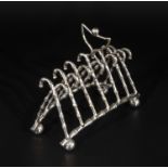 Victorian silver plated toast rack formed with walking sticks