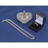 A silver locket and chain