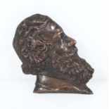 Portrait medallion of William Morris with impressed registration date 3.5" x3"