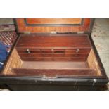 A Victorian pine and hard wood fitted tool chest