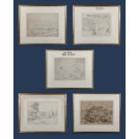 Elliot Seabrook (war artist} five framed pencil drawings of various subjects