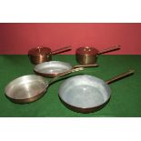 Five copper pans