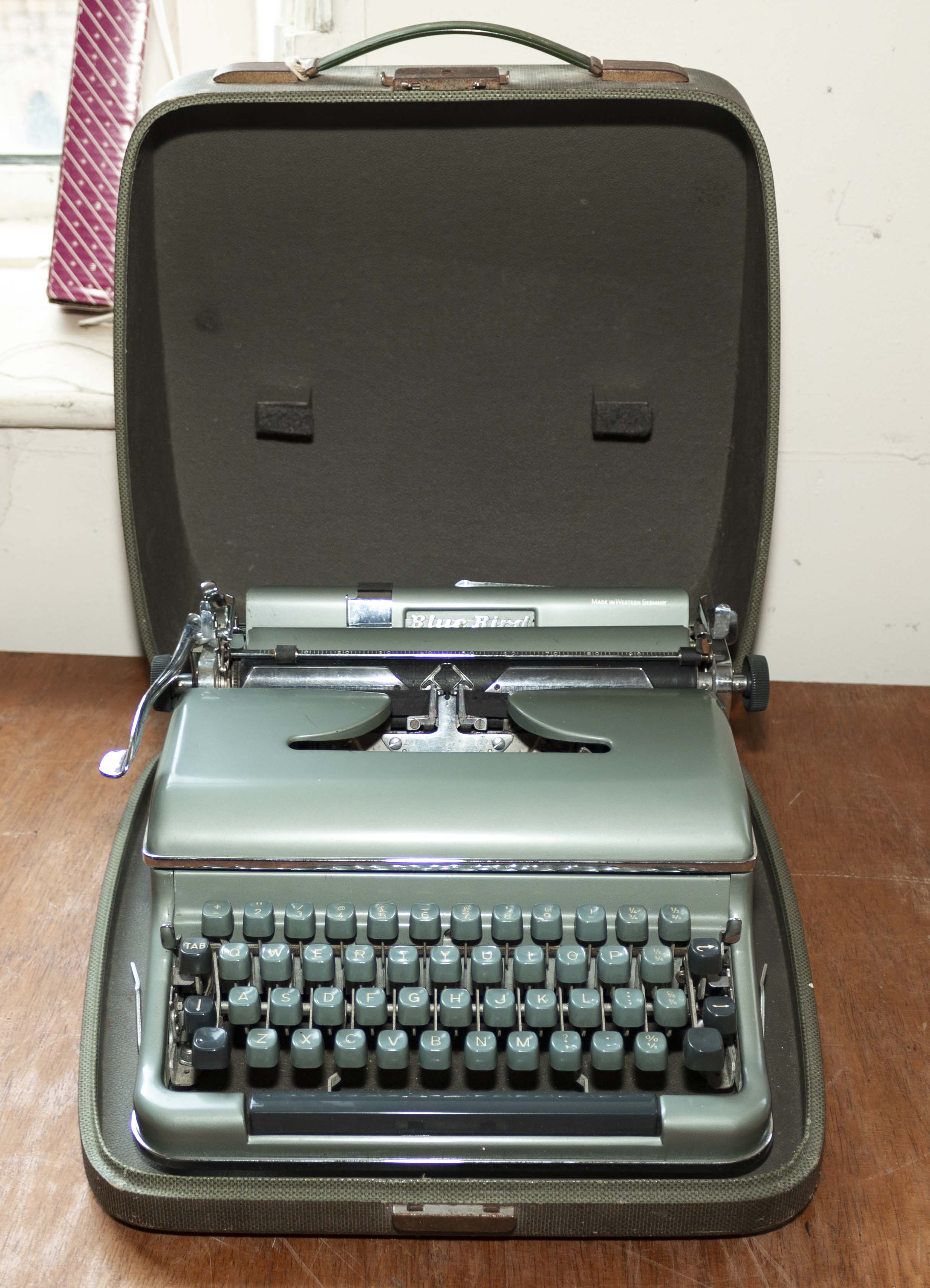 A portable typewriter