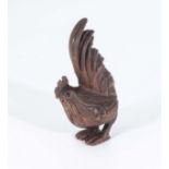 A hand carved wooden netsuke of a cockerel
