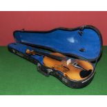 Violin in case, bridge stamped De Jacques France