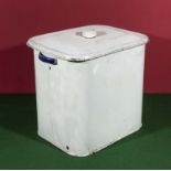 An enamel bread bin