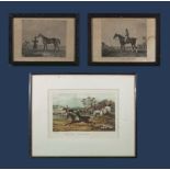 Two miniature engravings by J Rennie after Lambert Marshalls paintings "Meeting the Stag Hounds" and