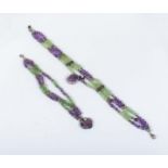 An amethyst and peridot choker and matching bracelet