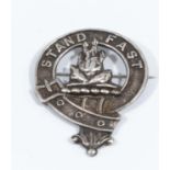 Antique silver Scottish Clan badge 'Stand Fast'