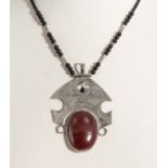 A carnelian/silver Tuareg necklace from Niger/Mali