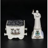 A crested china coal truck and figure of Florence Nightingale