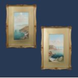 Roland Stead - A pair gilt framed of watercolour drawings depicting scenes of Devon titled '
