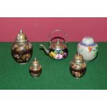 Assorted brass ginger jars etc 5 pcs