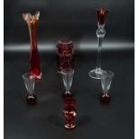 Seven pieces of art glass