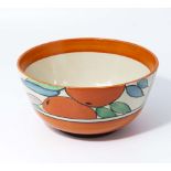 Art Deco bowl by Newport Pottery, painted with the Claris Cliff orange fruit pattern 7.5 inches