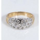 An 18ct white and yellow gold diamond ring, 25 diamonds, size O