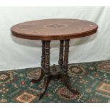A small Victorian inlaid walnut table