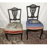 Two Edwardian bedroom chairs with tapestry seats