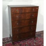 A mahogany chest of five drawers