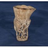 Q,ing dynasty carved horn vase