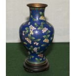 A cloisonne vase and stand 30 cm tall