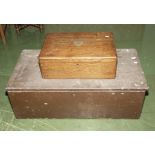 A pine tool box together with a cutlery box