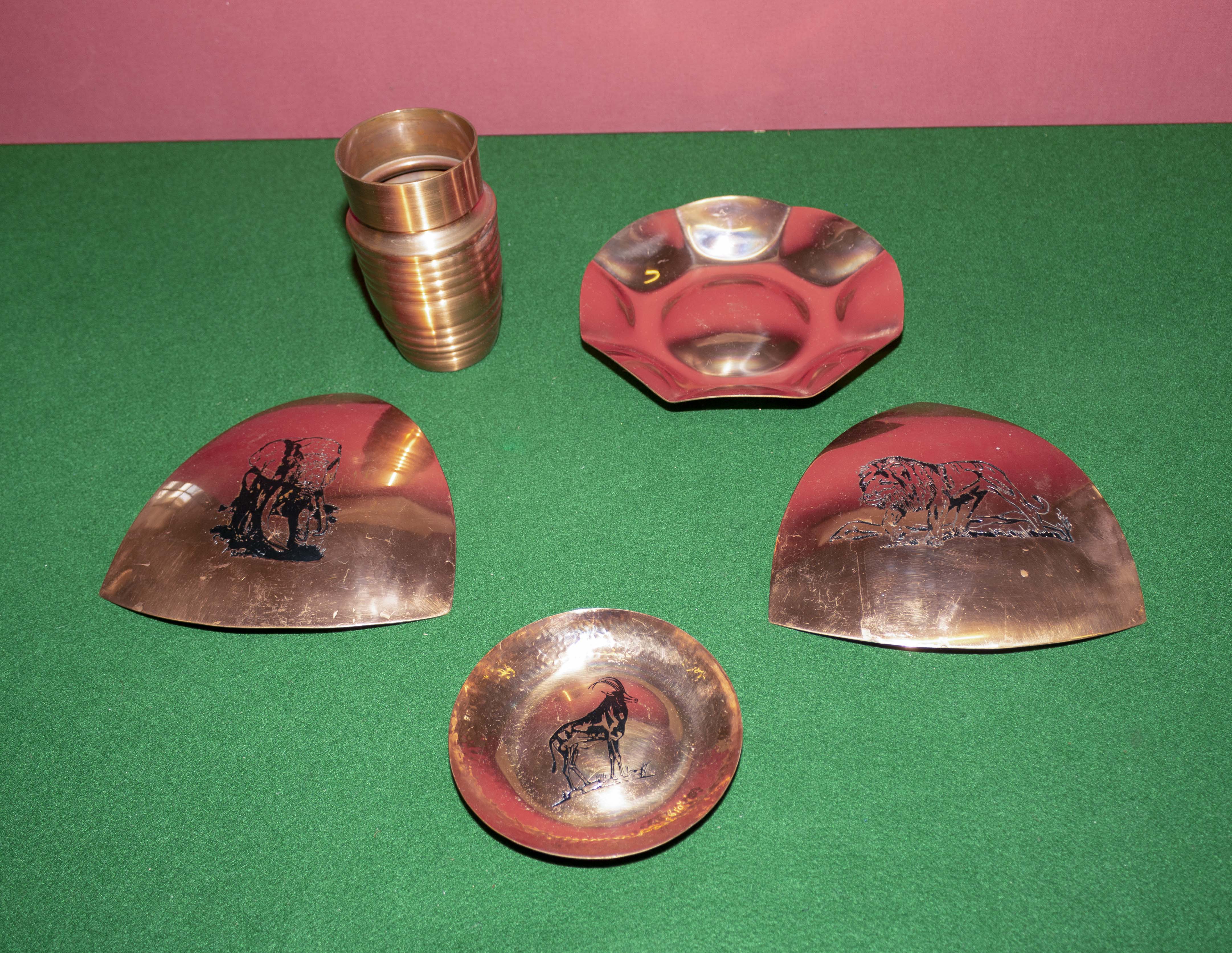 Five pieces of copper African art