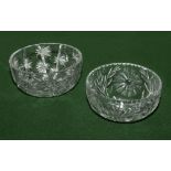 Two crystal glass bowls