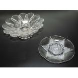 A pressed glass bowl and a plate