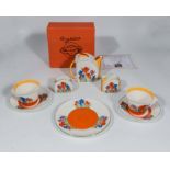 A Wedgwood Clarice Cliff limited edition tea for two crocus pattern service , boxed with