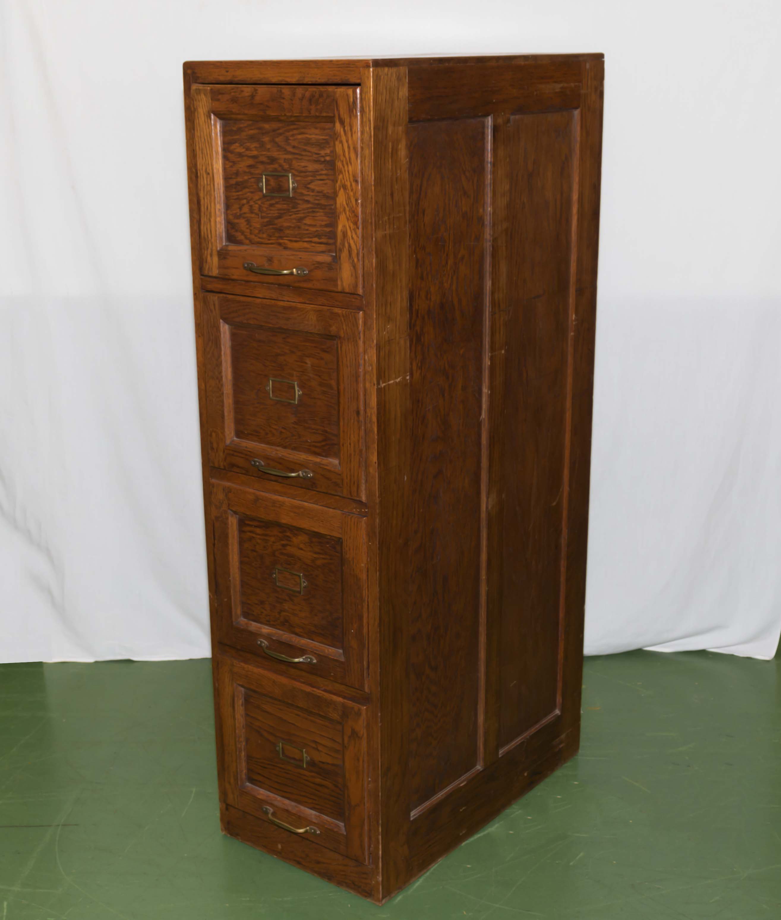 An oak filling cabinet