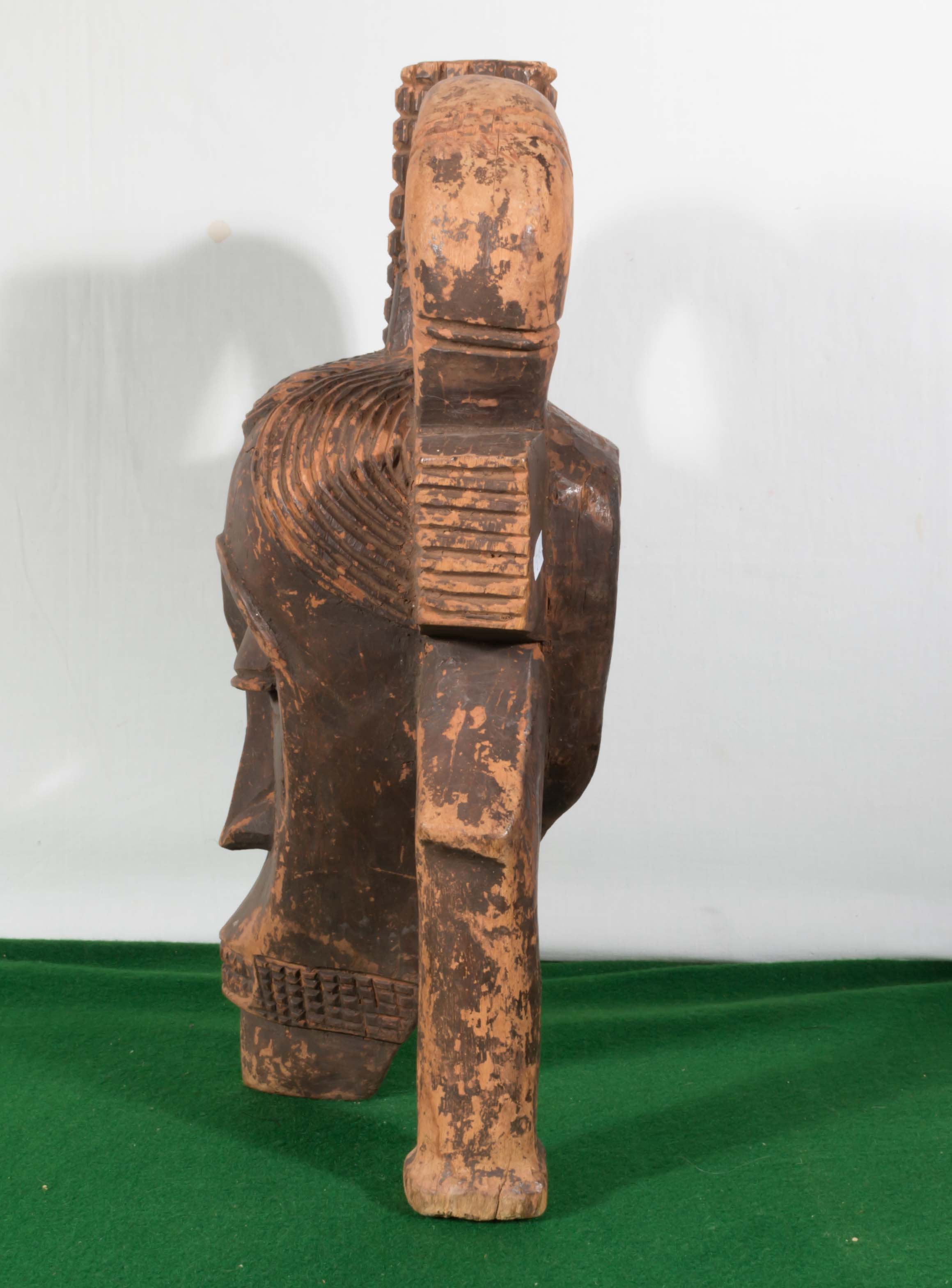 A carved African wooden mask together with a three necked bottle - Image 5 of 8