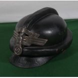 A WWII style NSKK leather crash helmet