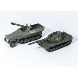 A Dinky die cast 7.5cm tank destroyer together with a Dinky Leopard tank