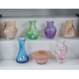 Seven small Caithness glass vases