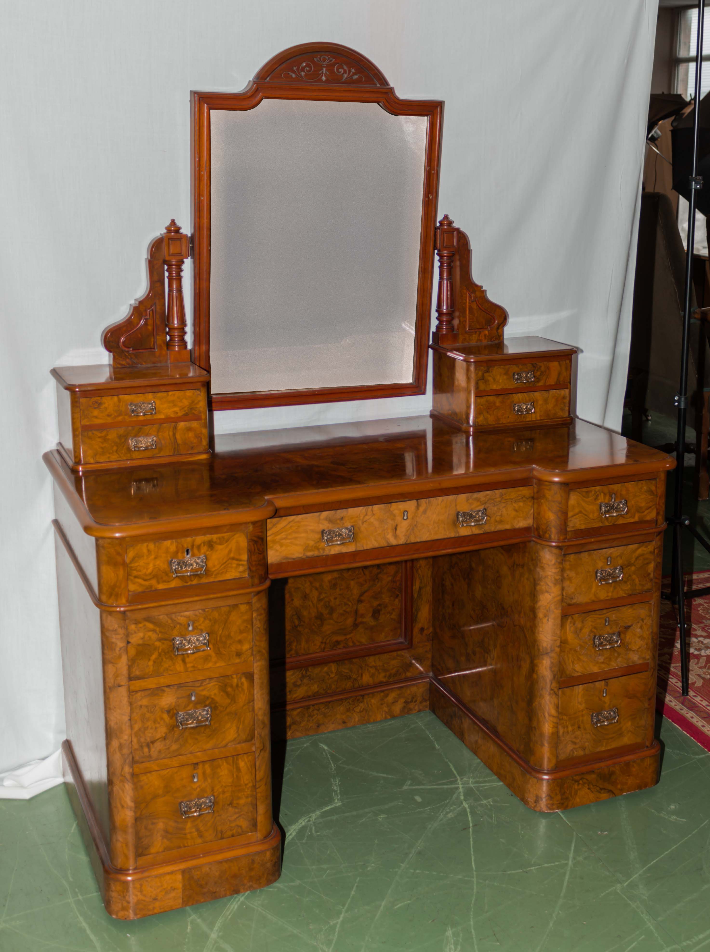 A Victorian walnut dressing table