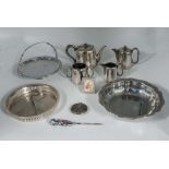 A collection of silver plated items